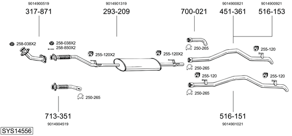 Sistema de gases de escape Mercedes-Benz SPRINTER 3-t Platform/Chassis