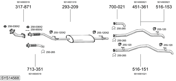 Sistema de gases de escape Mercedes-Benz SPRINTER 3-t Bus