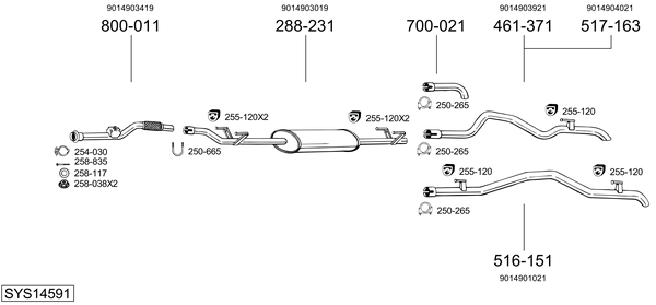 Sistema de gases de escape Mercedes-Benz SPRINTER 3-t Platform/Chassis