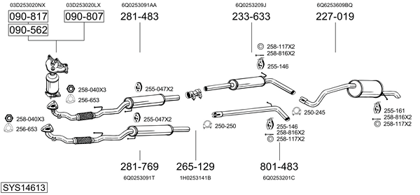 Sistema de gases de escape Skoda FABIA I