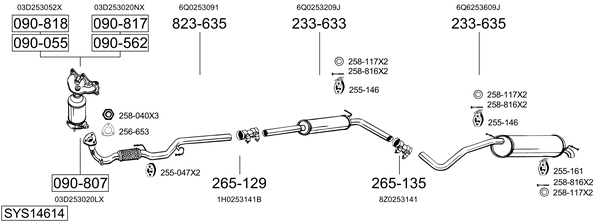 Sistema de gases de escape Skoda FABIA I Saloon