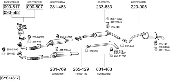 Sistema de gases de escape Skoda FABIA I Combi