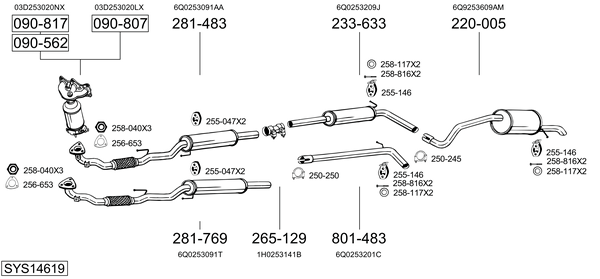 Sistema de gases de escape Skoda FABIA I Praktik