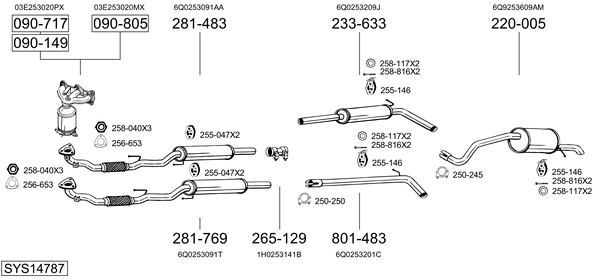 Sistema de gases de escape Skoda FABIA I Saloon