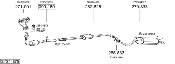 Sistema de gases de escape BOSAL SYS14875
