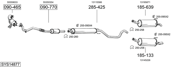 Sistema de gases de escape Vauxhall ASTRA Mk V Sport Hatch