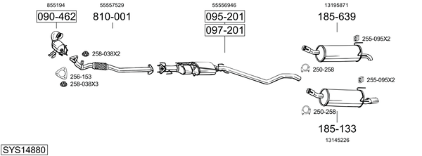 Sistema de gases de escape Vauxhall ASTRA Mk V Sport Hatch