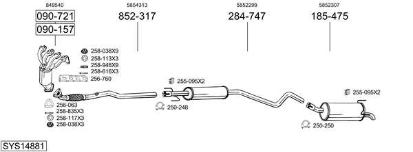Sistema de gases de escape BOSAL SYS14881