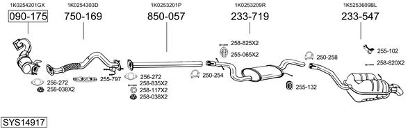 Sistema de gases de escape Vw GOLF VAN VI Variant