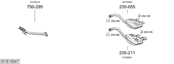 Sistema de gases de escape Volvo V70 III