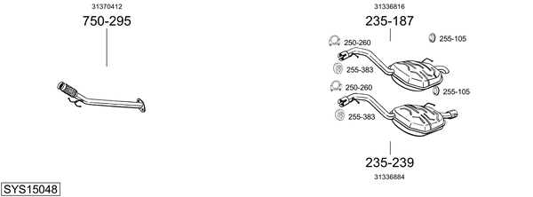 Sistema de gases de escape Volvo V70 III