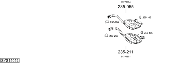 Sistema de gases de escape Volvo V70 III