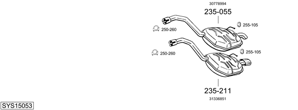 Sistema de gases de escape Volvo V70 III