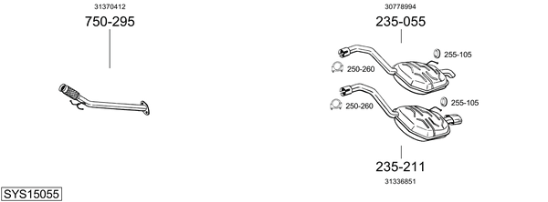 Sistema de gases de escape Volvo XC70 II