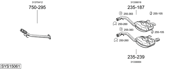 Sistema de gases de escape Volvo V70 III Estate Van