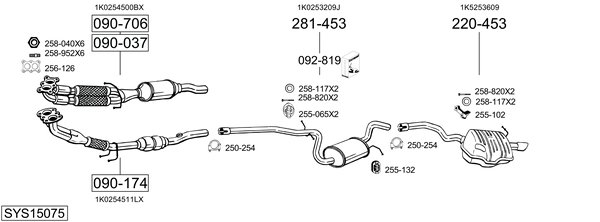 Sistema de gases de escape Skoda OCTAVIA II