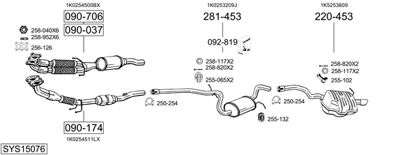 Sistema de gases de escape Skoda OCTAVIA II Combi