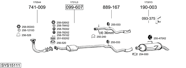 Sistema de gases de escape Peugeot 106 II