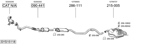 Sistema de gases de escape Saab 9-3