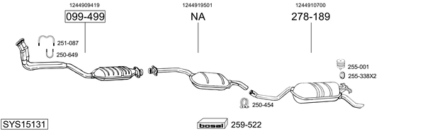 Sistema de gases de escape Mercedes-Benz 124 Coupe
