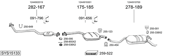 Sistema de gases de escape Mercedes-Benz 124 Saloon