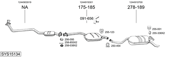 Sistema de gases de escape Mercedes-Benz 124 Saloon