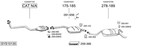 Sistema de gases de escape Mercedes-Benz 124 Saloon