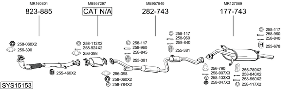 Sistema de gases de escape Mitsubishi CARISMA Saloon