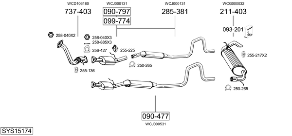 Sistema de gases de escape Land Rover FREELANDER I