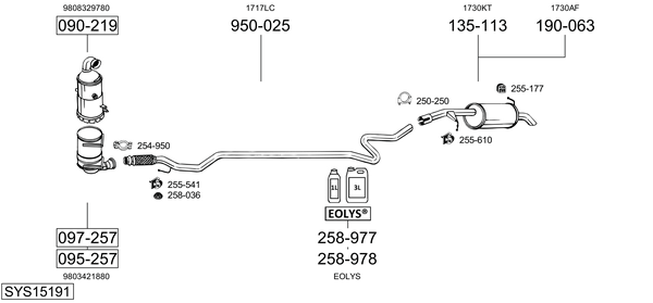 Sistema de gases de escape Peugeot 2008 I