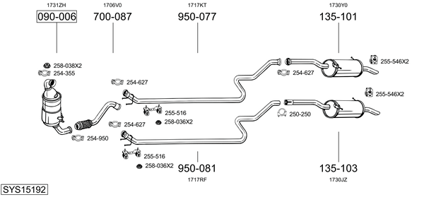 Sistema de gases de escape Peugeot PARTNER Box Body/MPV