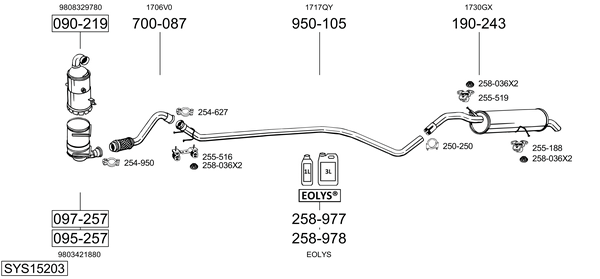 Sistema de gases de escape Citroën C4 II Hatchback Van