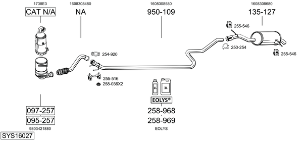 Sistema de gases de escape Peugeot 508 SW I