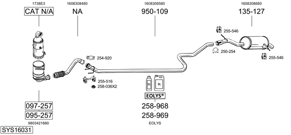 Sistema de gases de escape Peugeot 508 SW Estate Van