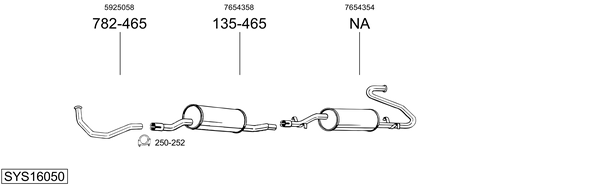 Sistema de gases de escape BOSAL SYS16050