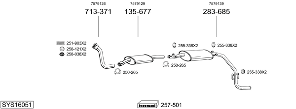 Sistema de gases de escape BOSAL SYS16051