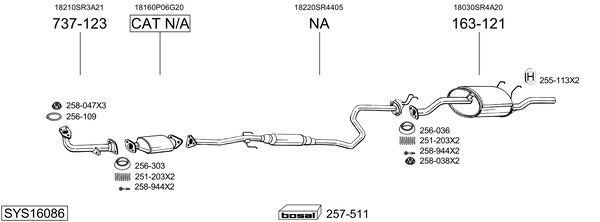Sistema de gases de escape Honda CIVIC V Saloon