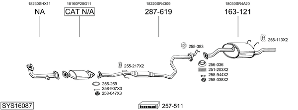 Sistema de gases de escape Honda CIVIC V Saloon