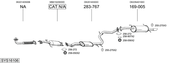 Sistema de gases de escape Kia SHUMA Saloon