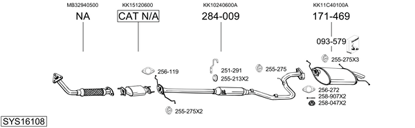 Sistema de gases de escape Kia PRIDE