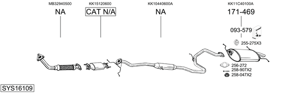Sistema de gases de escape Kia PRIDE