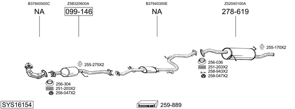 Sistema de gases de escape Mazda 323 S V