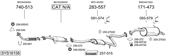 Sistema de gases de escape Mazda 323 F IV