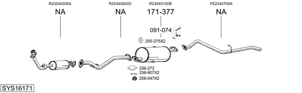Sistema de gases de escape Mazda E Platform/Chassis