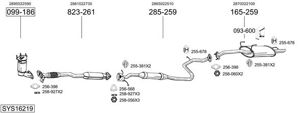 Sistema de gases de escape Hyundai ACCENT Saloon