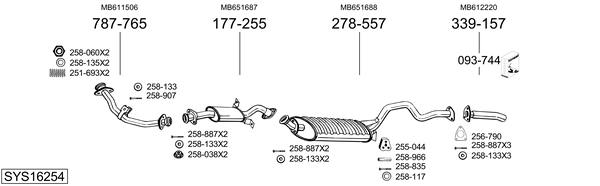 Sistema de gases de escape Mitsubishi PAJERO II