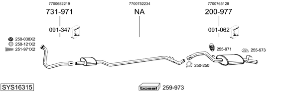 Sistema de gases de escape Renault 11 Hatchback Van