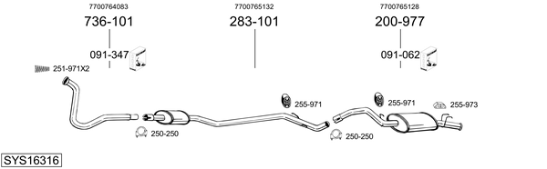 Sistema de gases de escape Renault 11 Hatchback Van