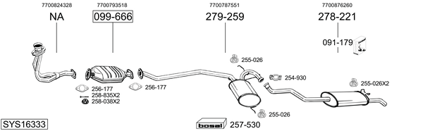 Sistema de gases de escape Renault 19 I
