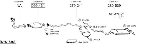 Sistema de gases de escape Renault 19 I